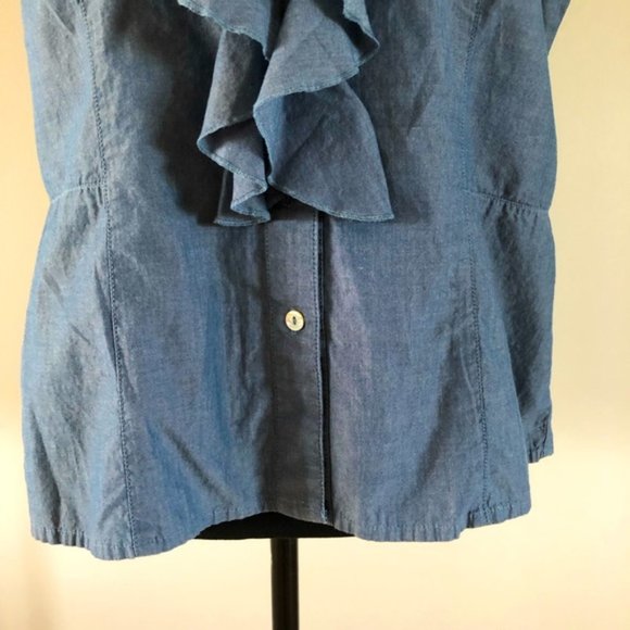 Womens Monteray Bay 100% Cotton button up ruffled sleeveless blouse size 12 - Picture 4 of 10